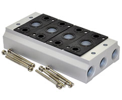 5 yollu vanalar için V51 serisi manifold, 4 istasyon, G1/4
