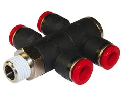 Pneufit C geçmeli bağlantı parçası, 2x üniversal adaptör, tişört, R1/8, 4mm