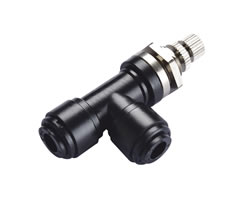 Pneufit D acetal flow regulator, bulkhead, elbow, 6mm