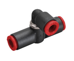 Pneufit C quick exhaust valve with piped exhaust, straight, 6mm