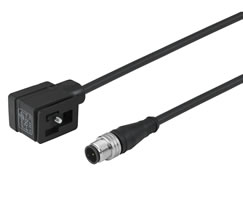 Valf konnektörü, DIN Form B endüstriyel standart konnektör, 3 pinli M12 fiş, 2m kablo