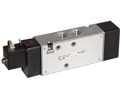 V62 serisi hat içi solenoid valf, G3/8, 5/2, solenoid pilot / yay geri dönüşlü