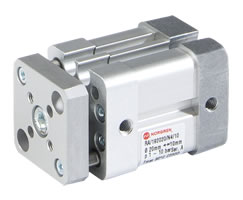 ISO kompakt çift etkili silindir, kılavuzlu, 20 mm çap, 25 mm strok