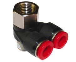 Pneufit C geçmeli bağlantı parçası, üst port branşman adaptörü, dirsek, R3/8, R3/8, 10mm