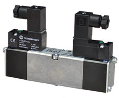 Mini ISO solenoid valf boyutu 18 mm, 2 x 3/2, NC/NC, solenoid pilot / yay ve hava yayı dönüşü