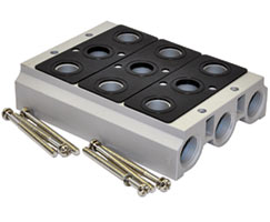 5 yollu vanalar için V52 serisi manifold, 6 istasyon, G3/8