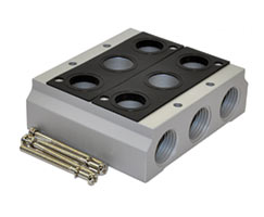 5 yollu vanalar için V53 serisi manifold, 2 istasyon, G1/2