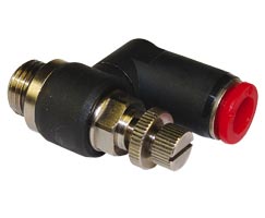 Pneufit C flow regulator (out), swivel banjo, elbow, G3/8, 10mm