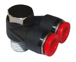 Pneufit C geçmeli bağlantı parçası, branşman adaptörü, dirsek, R1/4, 8mm