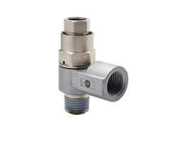 Pneufit 10 pilot operated check valve, elbow, R1/8, Rc1/8, M5