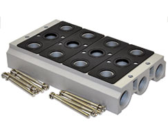 5 yollu vanalar için V52 serisi manifold, 4 istasyon, G3/8