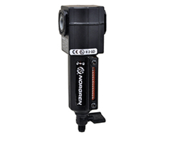 Excelon birleştirici filtre, 1/4 PTF, 0,01 µm, manuel tahliye, sıvı seviye göstergeli