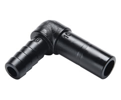 Pneufit D asetal geçmeli bağlantı parçası, gövde, dirsek, 10 mm, 7 mm