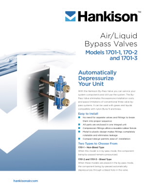 Air/Liquid Bypass Valves Models 1701-1, 170-2 and 1701-3