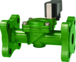 Indirect solenoid actuated flange valve, 25 mm flange, 2/2, NC, solenoid pilot / solenoid pilot