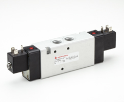 V62 serisi hat içi solenoid valf, G3/8, 2 x 3/2, NC/NC, solenoid pilot / yay ve havalı yay dönüşlü