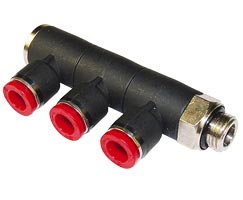 Pneufit C geçmeli bağlantı parçası, 3x döner adaptör, dirsek, G1/4, 8mm