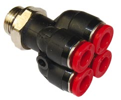 Pneufit C geçmeli bağlantı parçası, adaptör, dörtlü, G1/8, 6mm