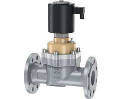 Direct solenoid actuated piston valve with forced lifitng, 20 mm flange, 2/2, NC, solenoid pilot / solenoid pilot