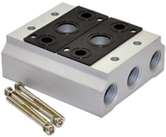 5 yollu vanalar için V51 serisi manifold, 2 istasyon, G1/4