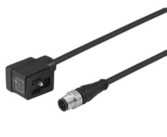 Valf konnektörü, DIN EN 175301-803 Form B konnektör, 3 pin M12 fiş, 0,6m kablo