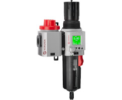 Excelon Plus filtre/regülatör ve kesme vanası kombinasyon ünitesi, 1/2 PTF, otomatik tahliye, braketli ve entegre elektronik basınç sensörü