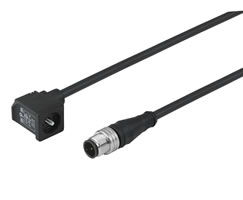 Valf konnektörü, DIN EN 175301-803 Form C konnektör, 3 pin M12 fiş, 2m kablo
