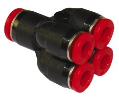 Pneufit C geçmeli bağlantı elemanı, rakor redüktörü, dörtlü, 6 mm